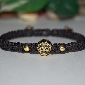 Lion Bracelet,Men's Bracelet,Macrame Lion Bracelet,Leo Bracelet,Golden L…